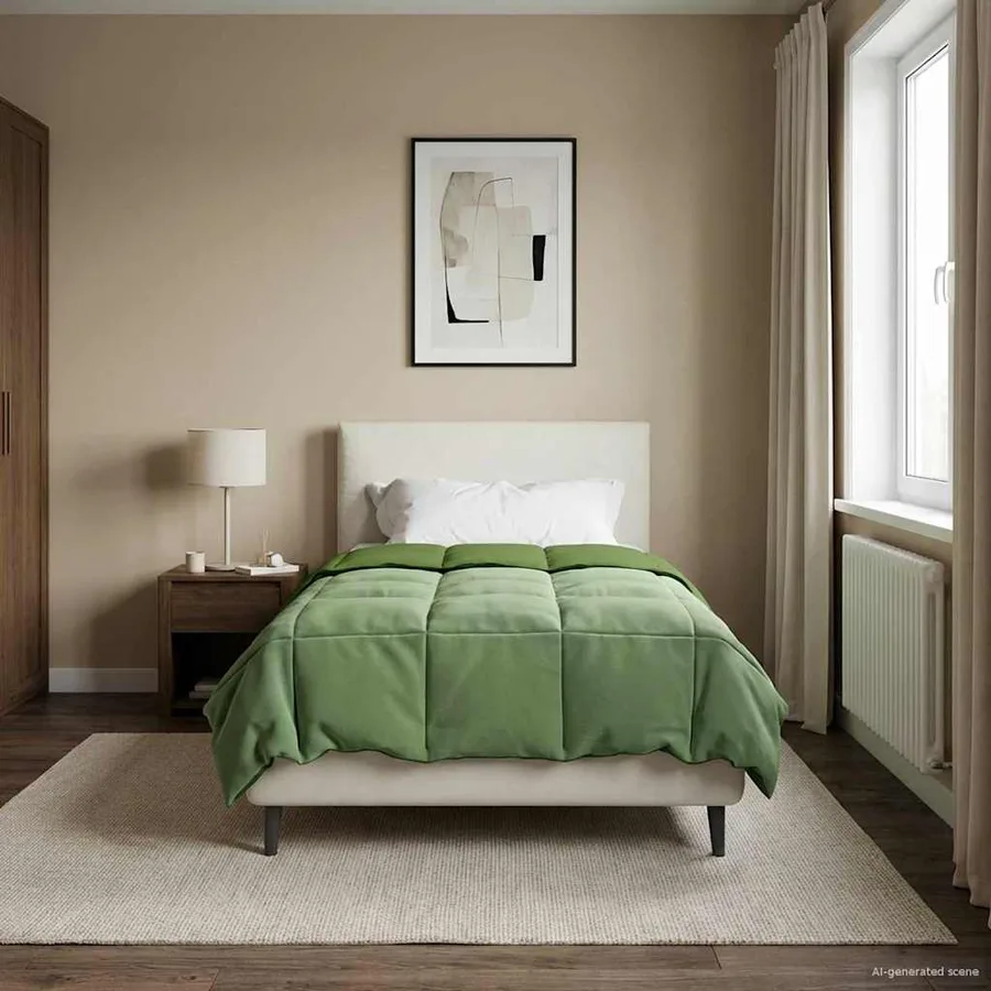 Duvet d'été simple Matelassé Vert 155 x 220 cm Microfibre - 4