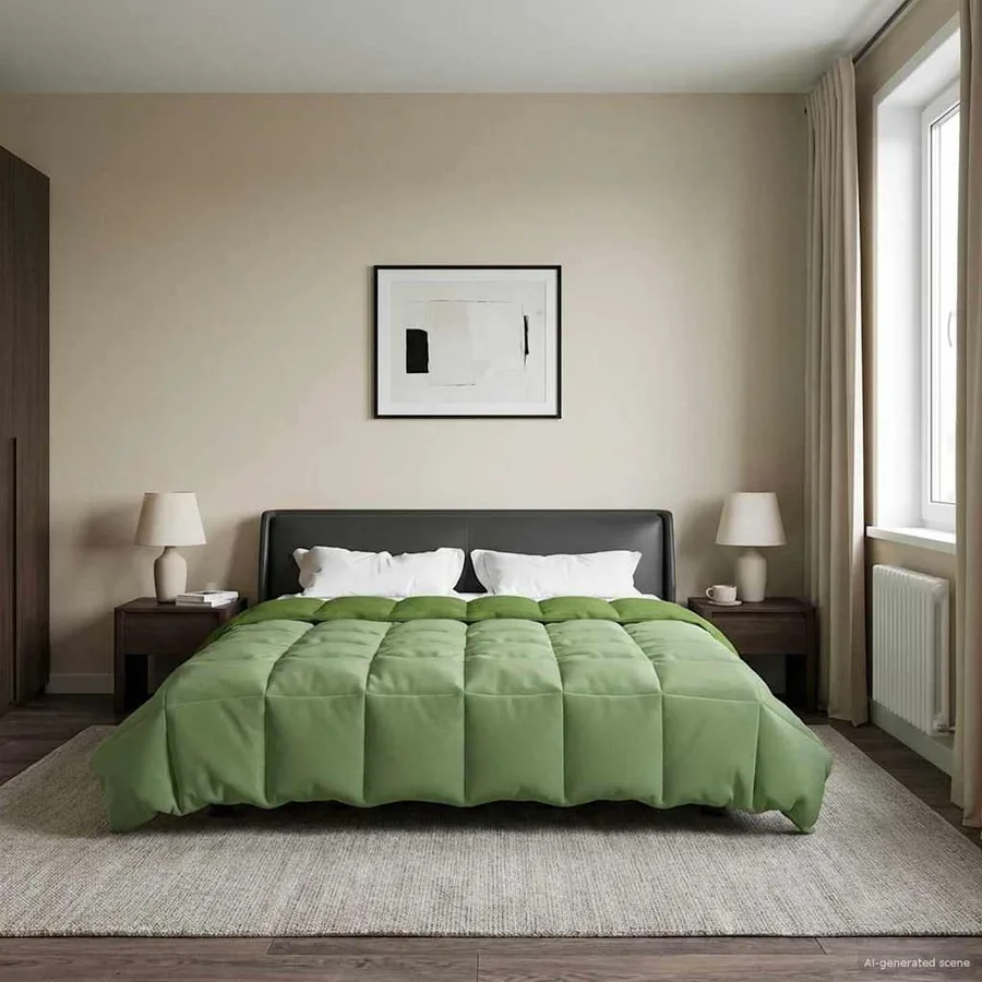 Duvet d'été simple Matelassé Vert 200 x 240 cm Microfibre - 4