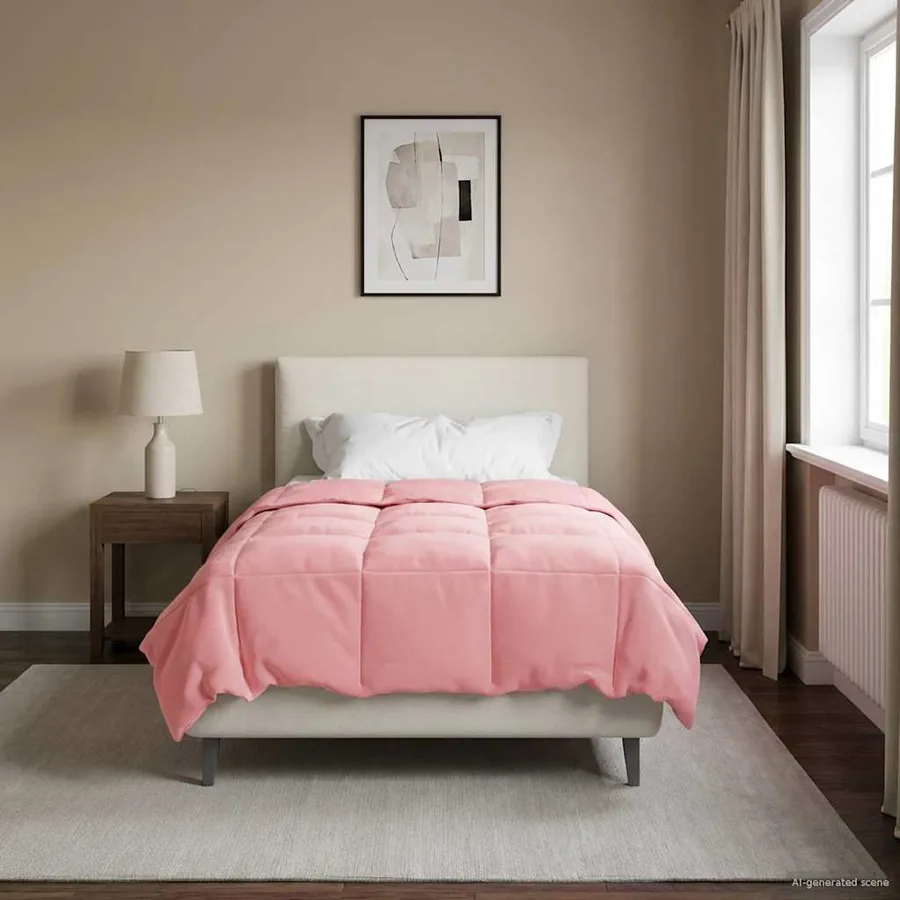 Duvet complet toute l'année Rose 140 x 200 cm Microfibre