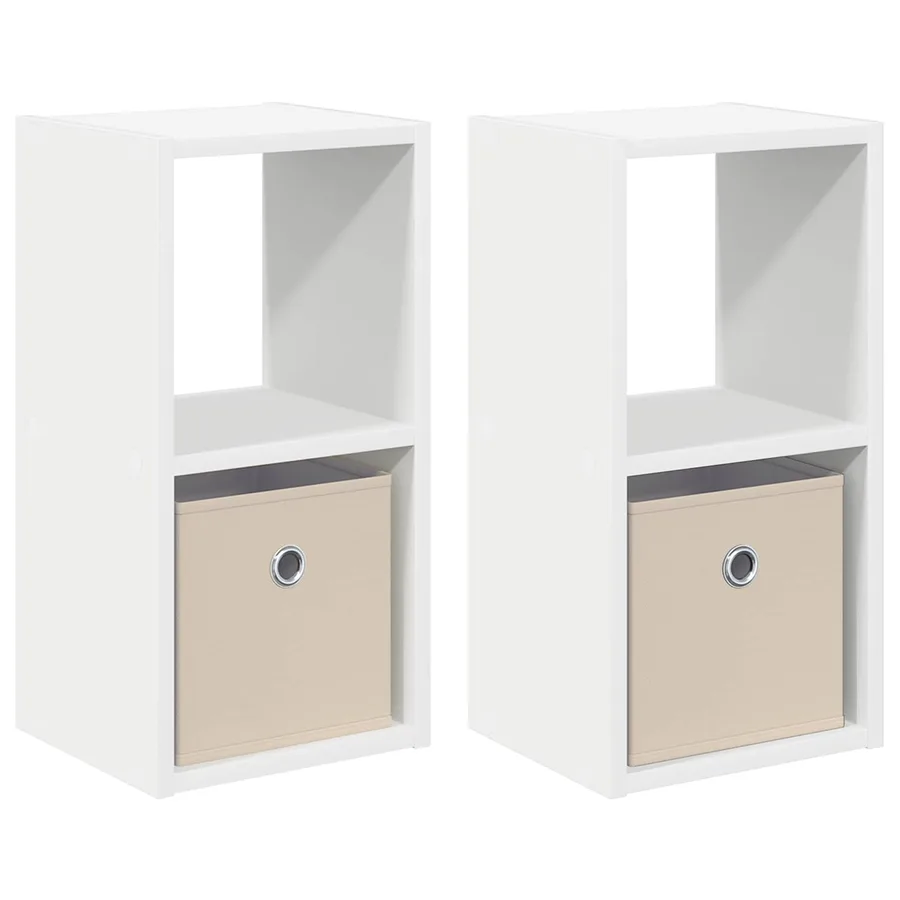 Table de chevet avec tiroir 2 pcs Blanc 25,5 x 22 x 49,5 cm - 2