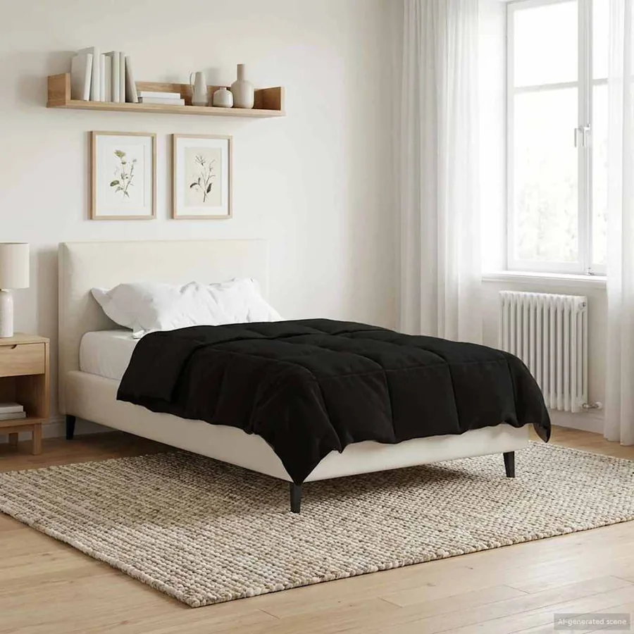 Duvet complet toute l'année Noir 135 x 200 cm Microfibre