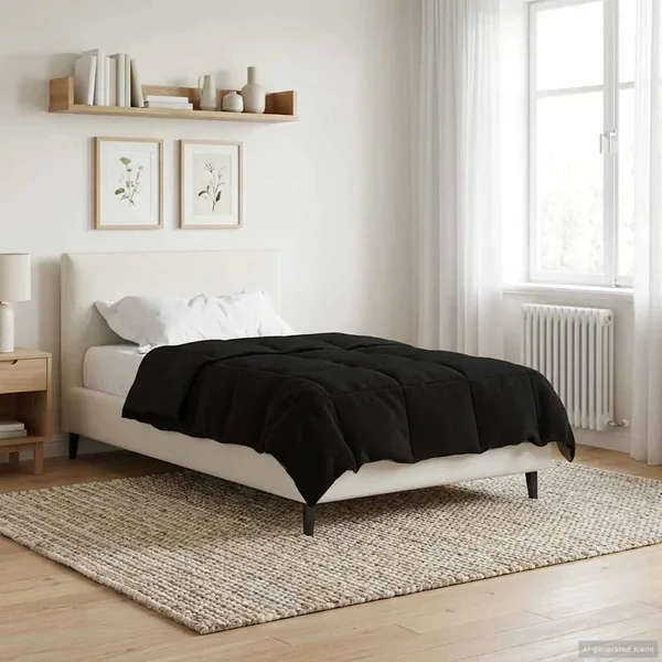 Duvet complet toute l'année Noir 135 x 200 cm Microfibre