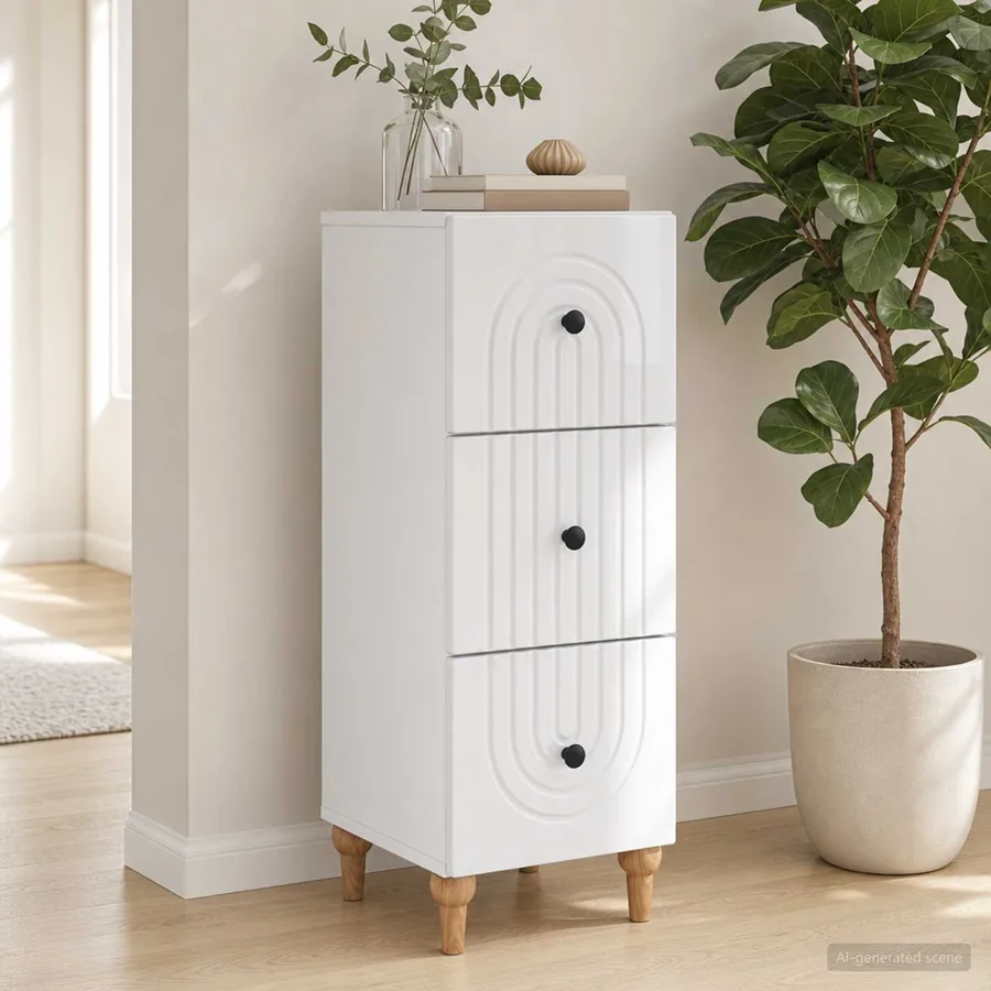 Armoire à tiroirs Blanc brillant 33 x 34,5 x 90 cm - 4