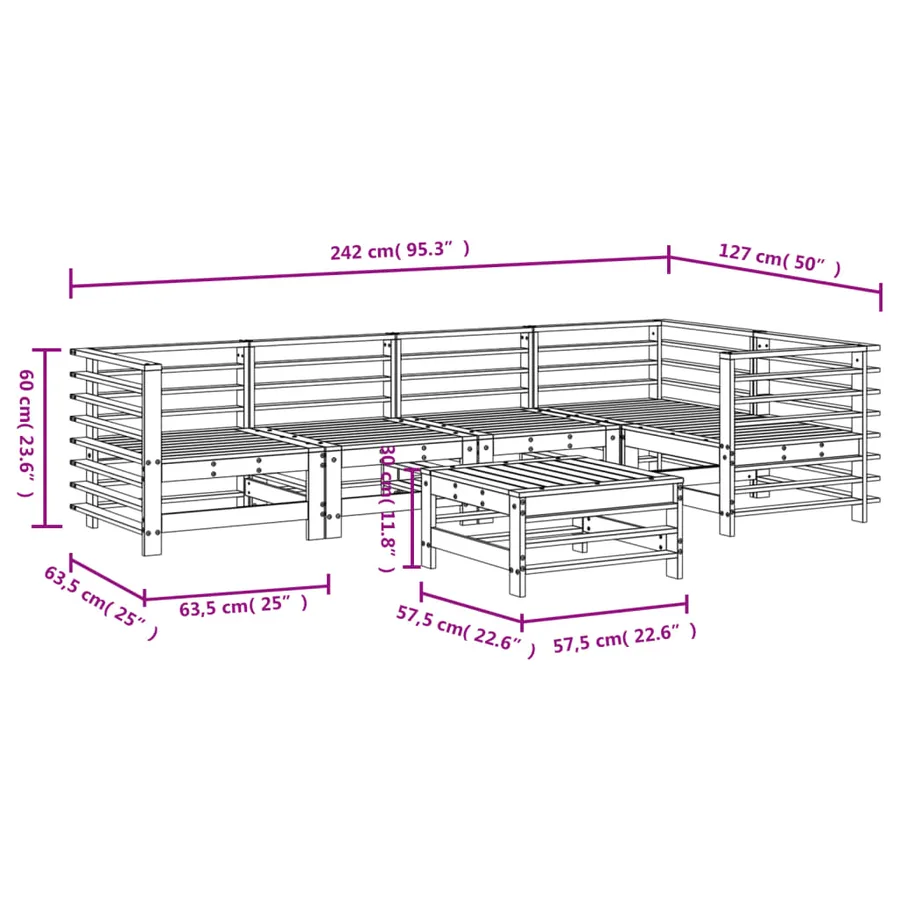 Salon de jardin 6 pcs bois massif douglas - 9