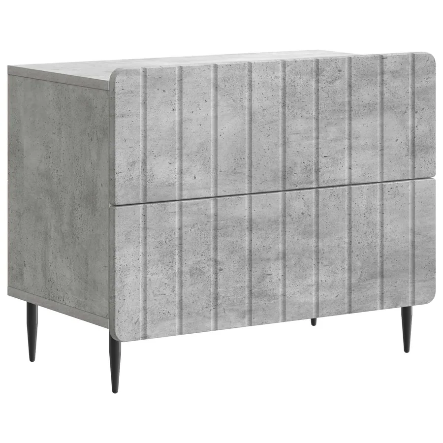 Cabinet de chevet avec tiroir Gris béton 62 x 34,5 x 49,5 cm - 2