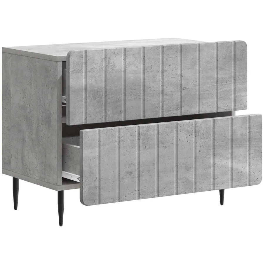 Cabinet de chevet avec tiroir Gris béton 62 x 34,5 x 49,5 cm - 4
