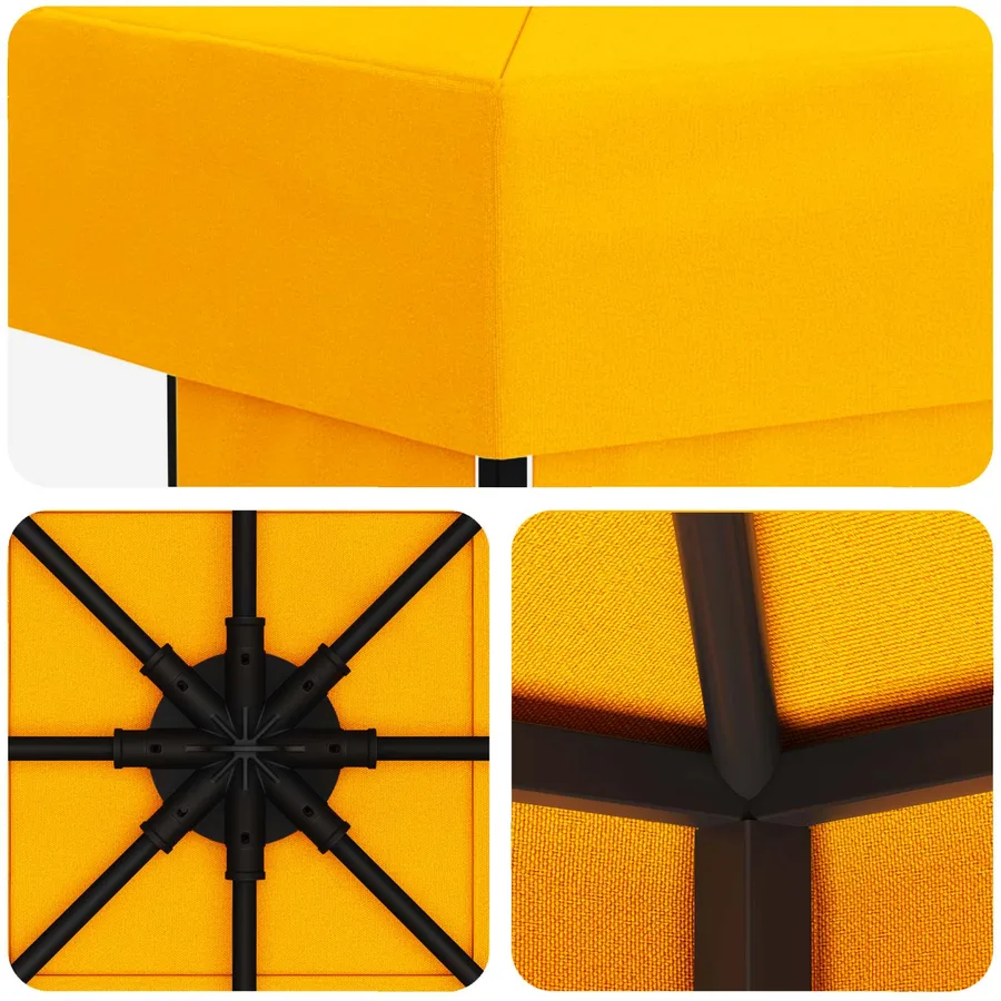 Pavillon 3 x 3 m Jaune Polyester et Acier 190 gsm - 5