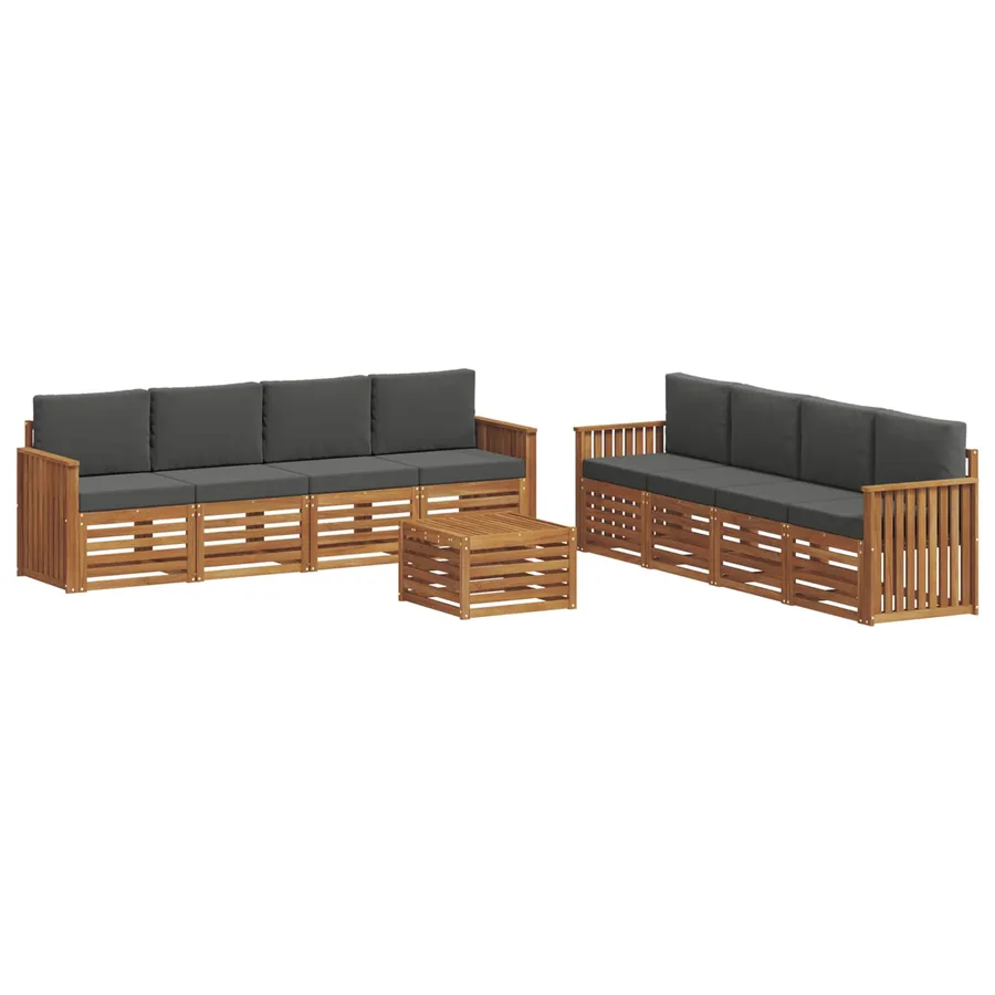 Ensembles de canapés avec coussin 9 pcs Naturel et Anthracite - 2