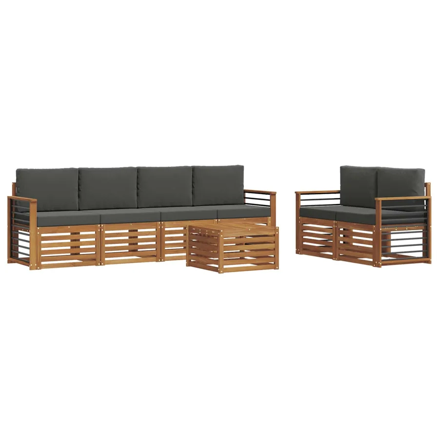 Ensemble de canapés d'extérieur 7 pcs Naturel et Anthracite - 2