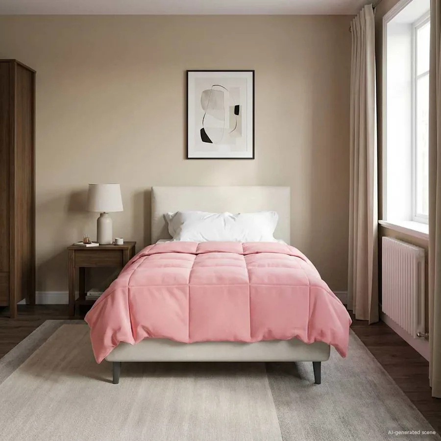 Duvet d'été simple Matelassé Rose 155 x 200 cm Microfibre