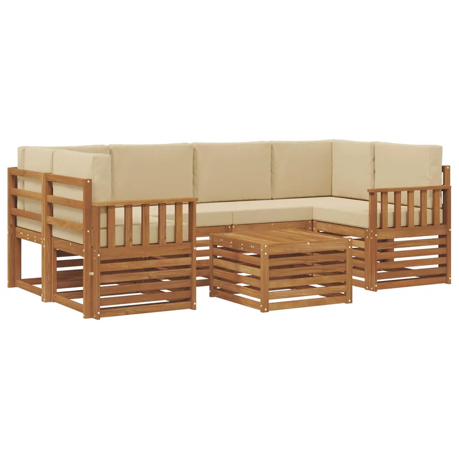 Ensemble de canapés d'extérieur 7 pcs Naturel et Beige - 2