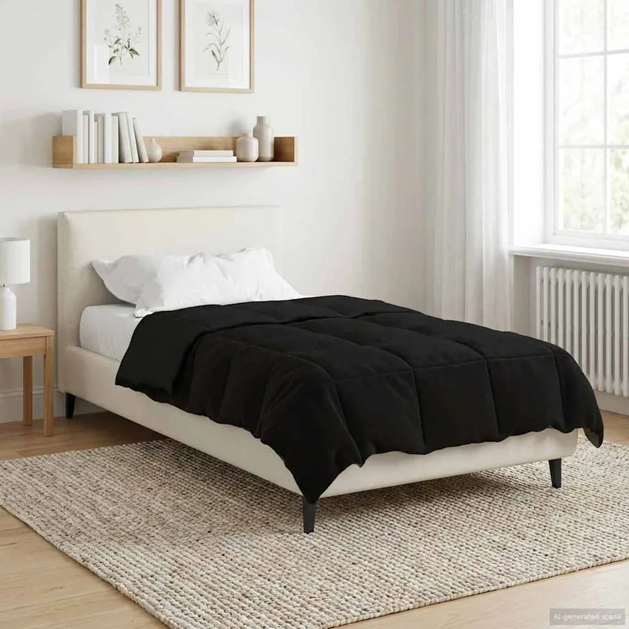 Duvet d'hiver Matelassé Noir 135 x 220 cm Microfibre