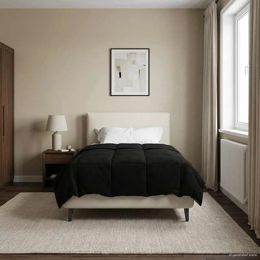 Duvet d'hiver Matelassé Noir 135 x 220 cm Microfibre - 4