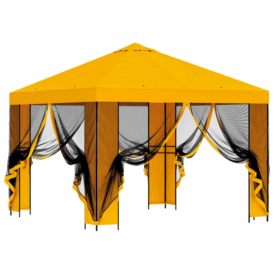 Abri de jardin avec parois 3 x 3 m Jaune Polyester et Acier - 4