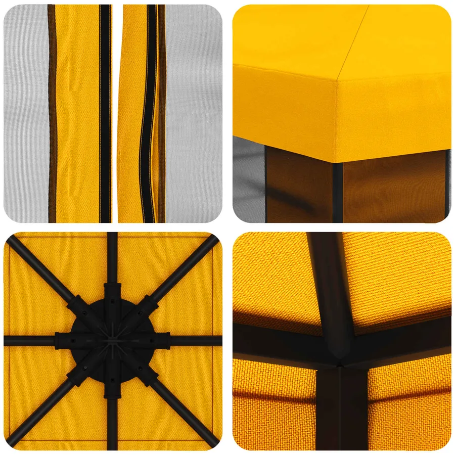 Abri de jardin avec parois 3 x 3 m Jaune Polyester et Acier - 7