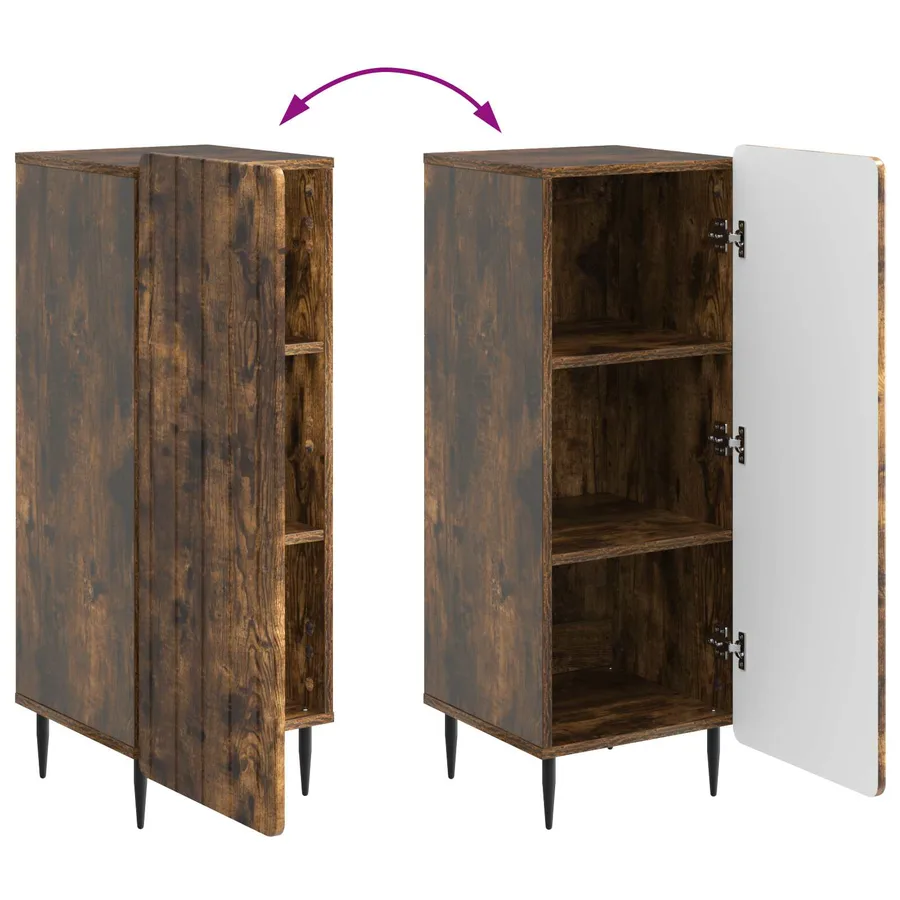 Buffet Chêne fumé 34,5 x 33 x 92 cm Bois d'ingénierie - 11