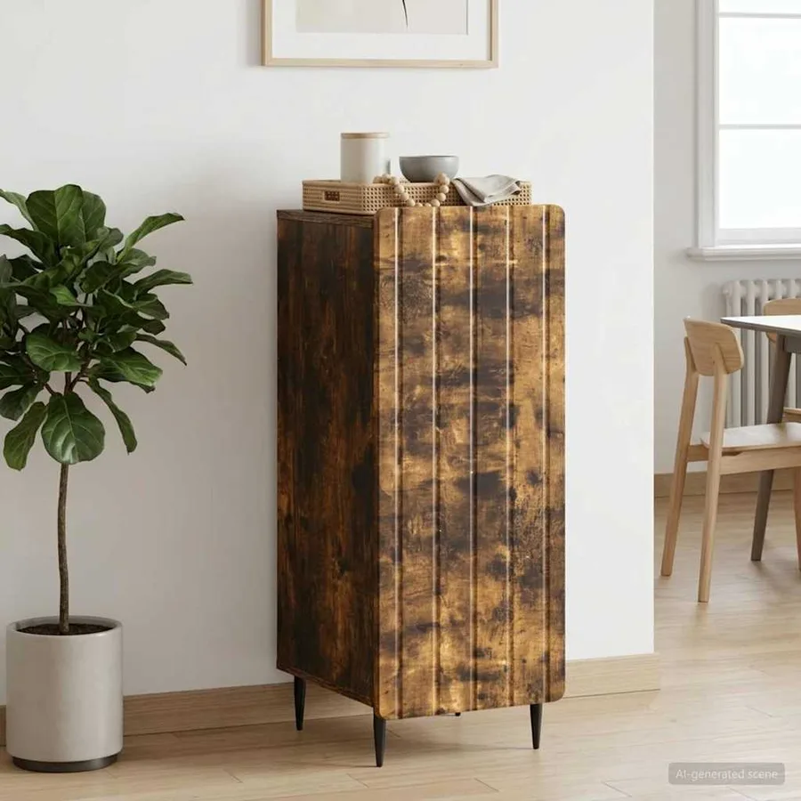 Buffet Chêne fumé 34,5 x 33 x 92 cm Bois d'ingénierie - 4