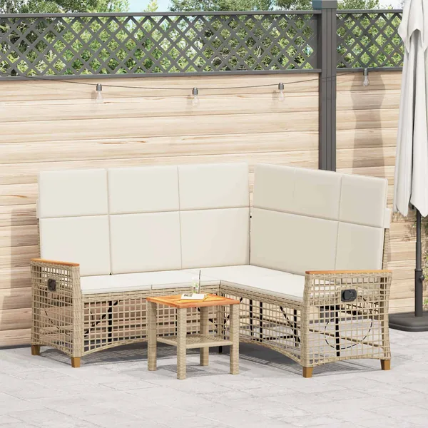 Ensemble de canapés inclinables de jardin Beige et blanc crème