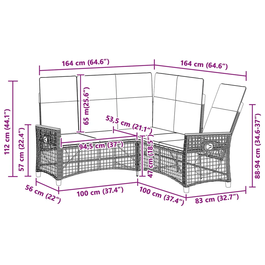 Ensemble de canapés inclinables de jardin Beige et blanc crème - 12