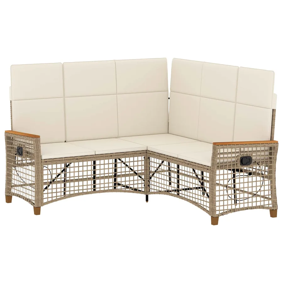 Ensemble de canapés inclinables de jardin Beige et blanc crème - 2