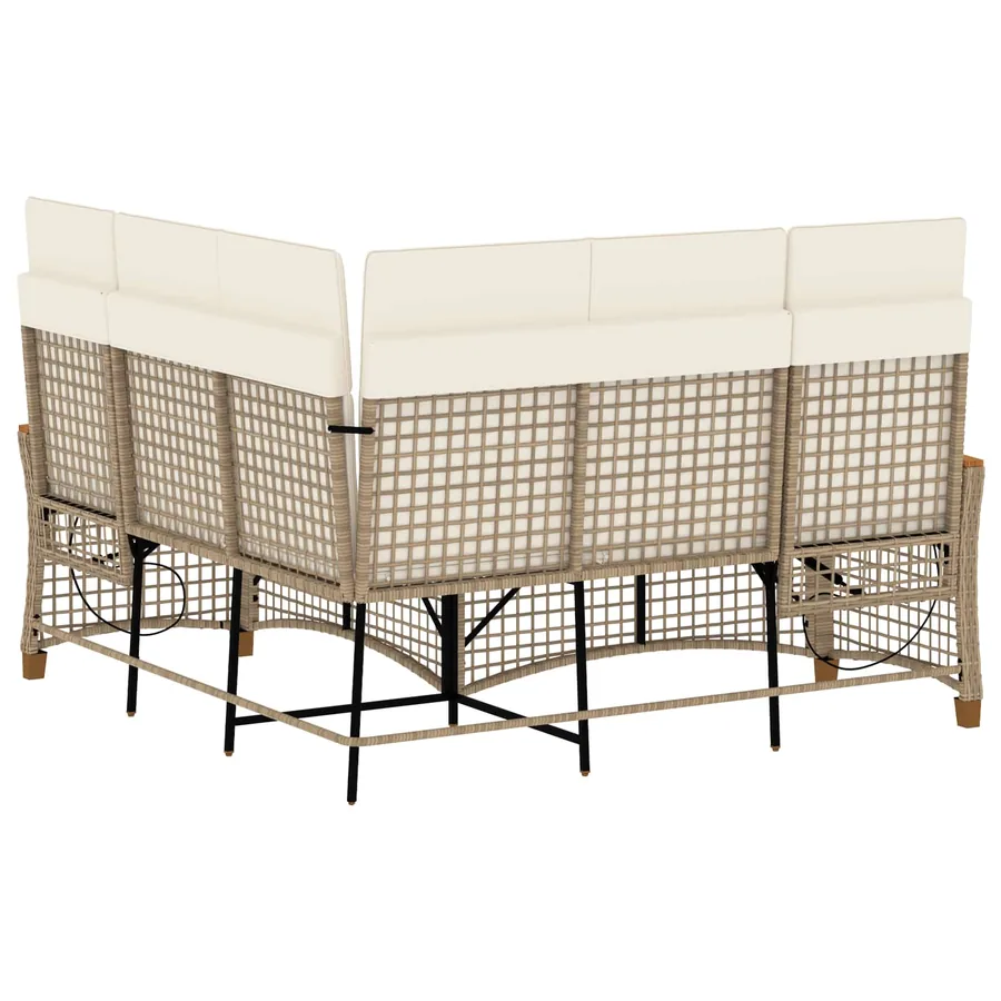 Ensemble de canapés inclinables de jardin Beige et blanc crème - 7
