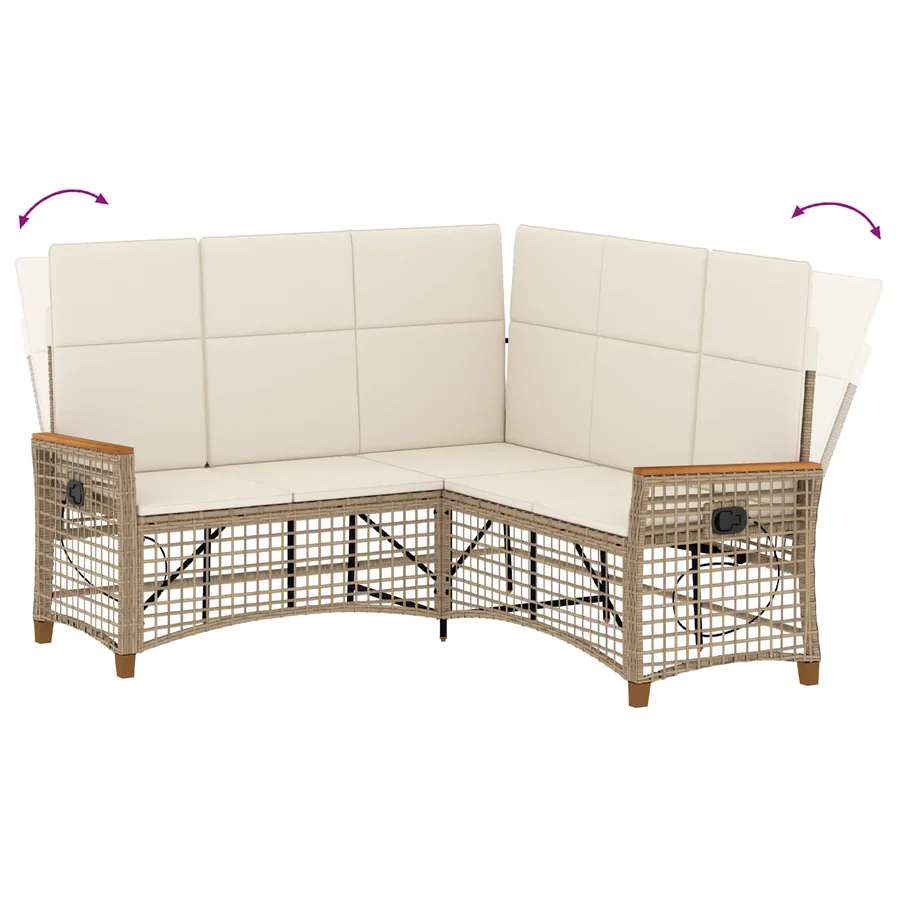 Ensemble de canapés inclinables de jardin Beige et blanc crème - 9