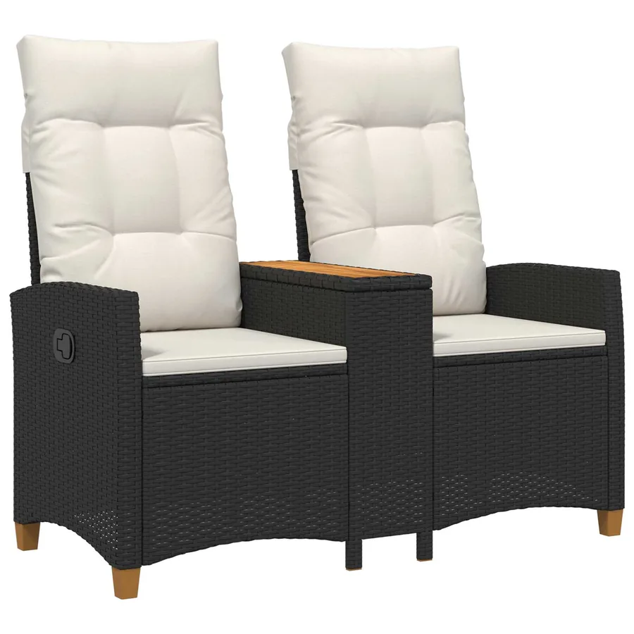 Banc inclinable avec table Noir et blanc crème polyrotin