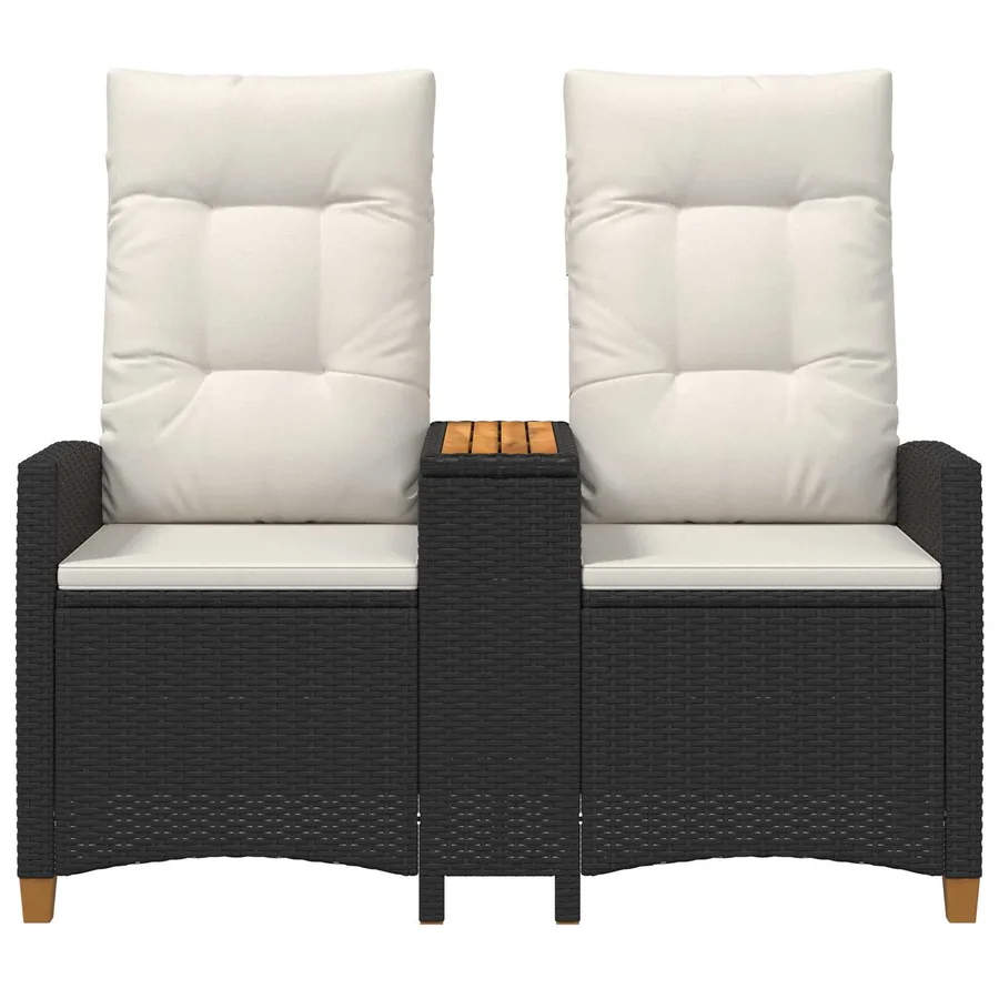 Banc inclinable avec table Noir et blanc crème polyrotin - 2