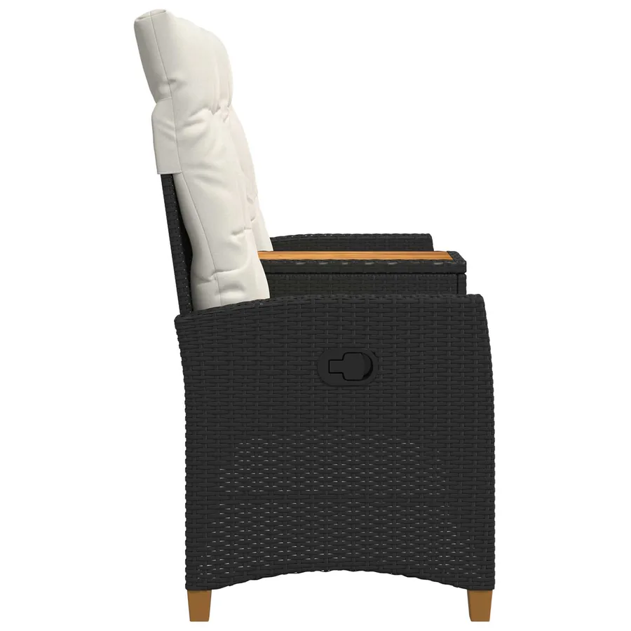 Banc inclinable avec table Noir et blanc crème polyrotin - 3