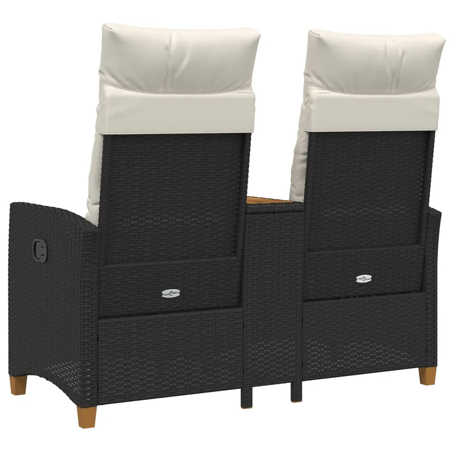 Banc inclinable avec table Noir et blanc crème polyrotin - 4