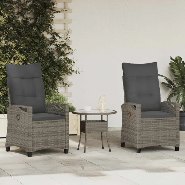 Chaise de jardin 2 pcs Gris et Gris foncé 56 x 60 x 112 cm