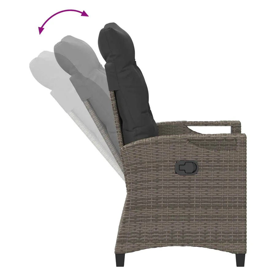 Chaise de jardin 2 pcs Gris et Gris foncé 56 x 60 x 112 cm - 9
