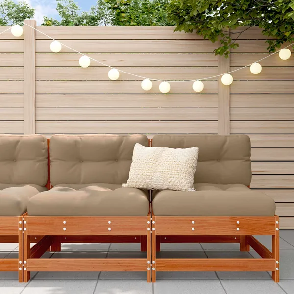 Sofa de jardin milieu Bois de pin massif Brun cire