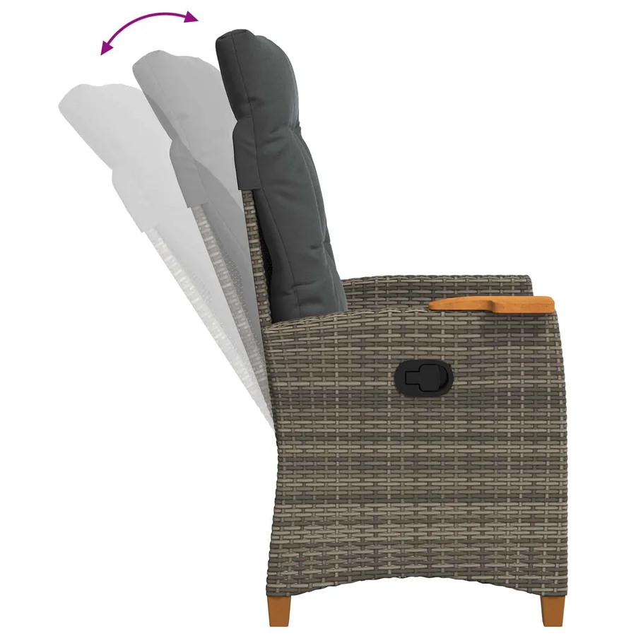 Chaise inclinable avec plateau à thé 62 x 64 x 112 cm polyrotin - 6
