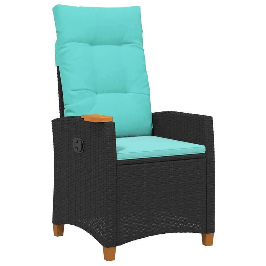 Chaise inclinable avec plateau à thé 62 x 64 x 112 cm polyrotin - 2