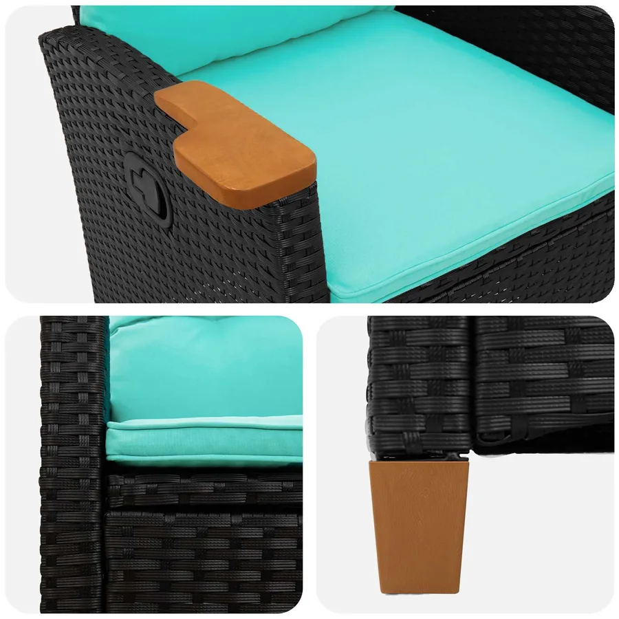 Chaise inclinable avec plateau à thé 62 x 64 x 112 cm polyrotin - 7