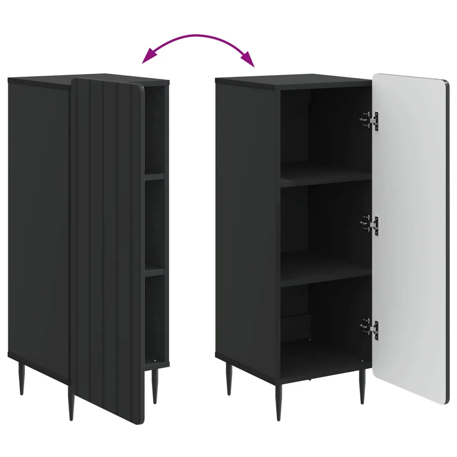 Buffet Noir 34,5 x 33 x 92 cm Bois d'ingénierie - 11