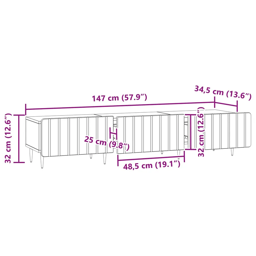 Meuble TV Sonoma gris 147 x 34,5 x 32 cm Bois d'ingénierie - 11