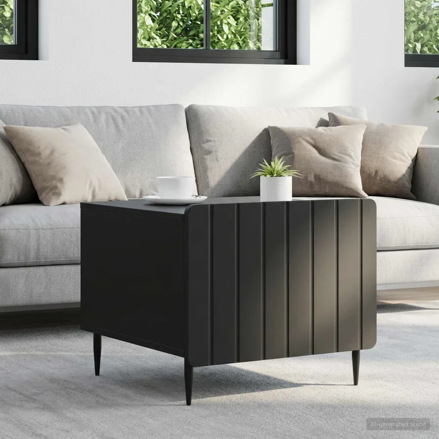 Table basse avec tiroir Noir 49 x 50 x 42 cm Bois d'ingénierie