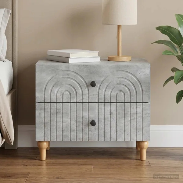 Cabinet de chevet avec tiroir Gris béton 62 x 34,5 x 48 cm