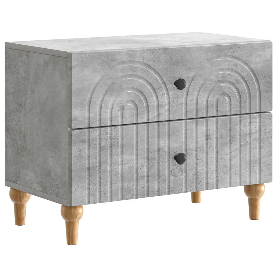 Cabinet de chevet avec tiroir Gris béton 62 x 34,5 x 48 cm - 2