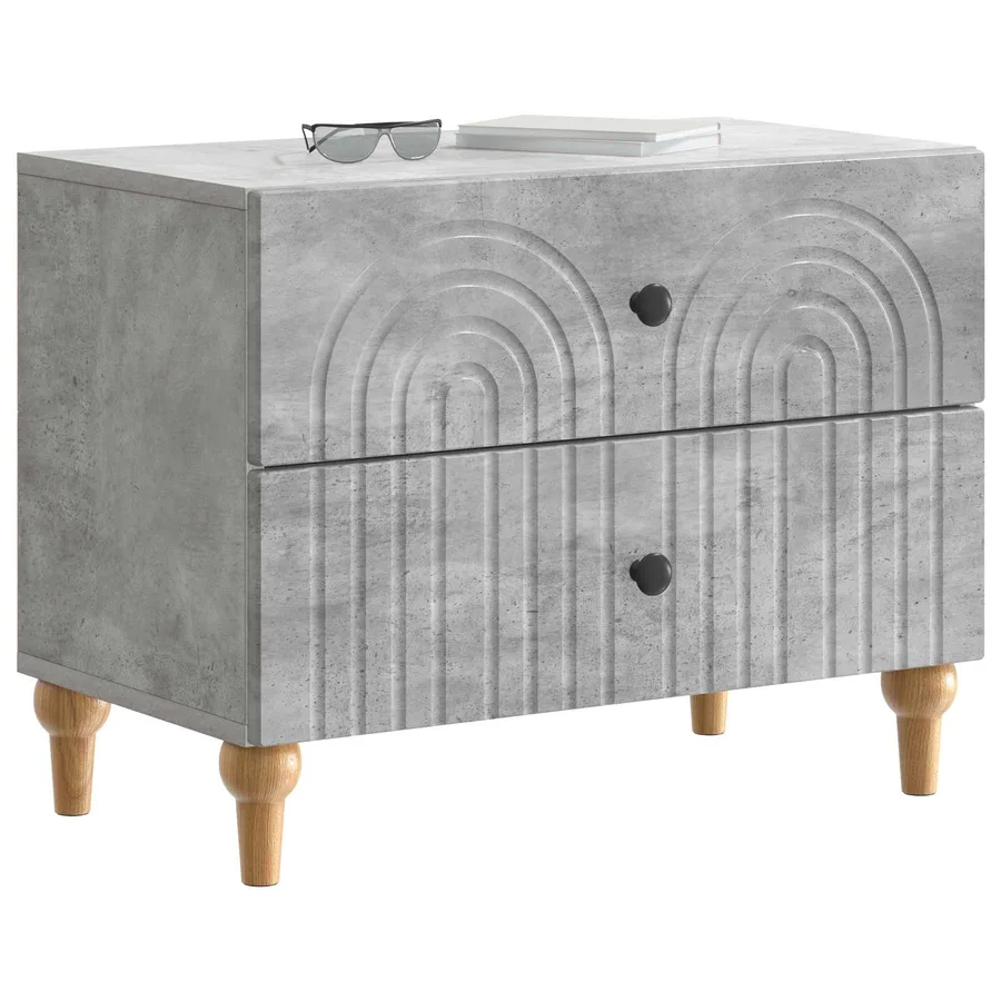 Cabinet de chevet avec tiroir Gris béton 62 x 34,5 x 48 cm - 3
