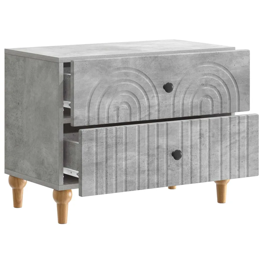 Cabinet de chevet avec tiroir Gris béton 62 x 34,5 x 48 cm - 4