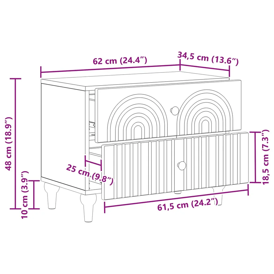 Cabinet de chevet avec tiroir Gris béton 62 x 34,5 x 48 cm - 8