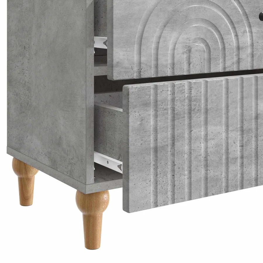 Cabinet de chevet avec tiroir Gris béton 62 x 34,5 x 48 cm - 9