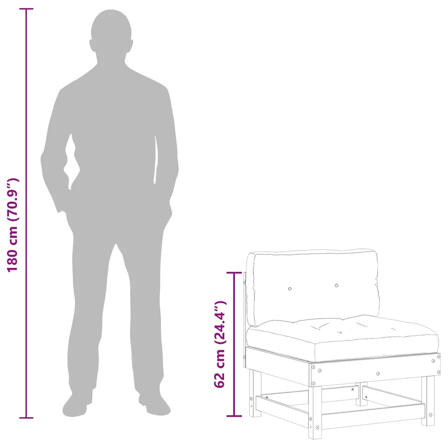 Sofa de jardin milieu Pin massif Brun Ciré - 11