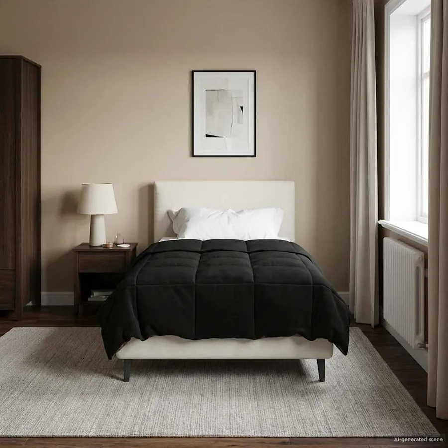 Duvet d'hiver Matelassé Noir 140 x 220 cm Microfibre - 4
