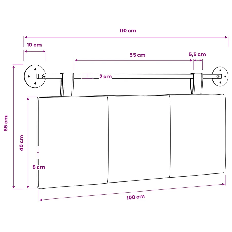 Tête de lit suspendue Crème Tissu - 11