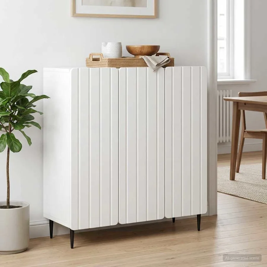 Buffet Blanc 89 x 34,5 x 82 cm Bois d'ingénierie - 4