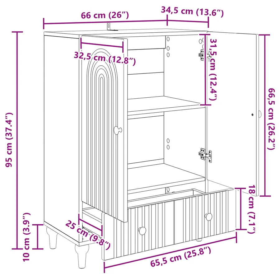 Buffet Chêne artisanal 66 x 34,5 x 95 cm Bois d'ingénierie - 10